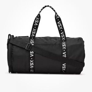 Victoria's Secret NWT Duffle Bag Black Logo Pockets Gym Beach Sports School VSX